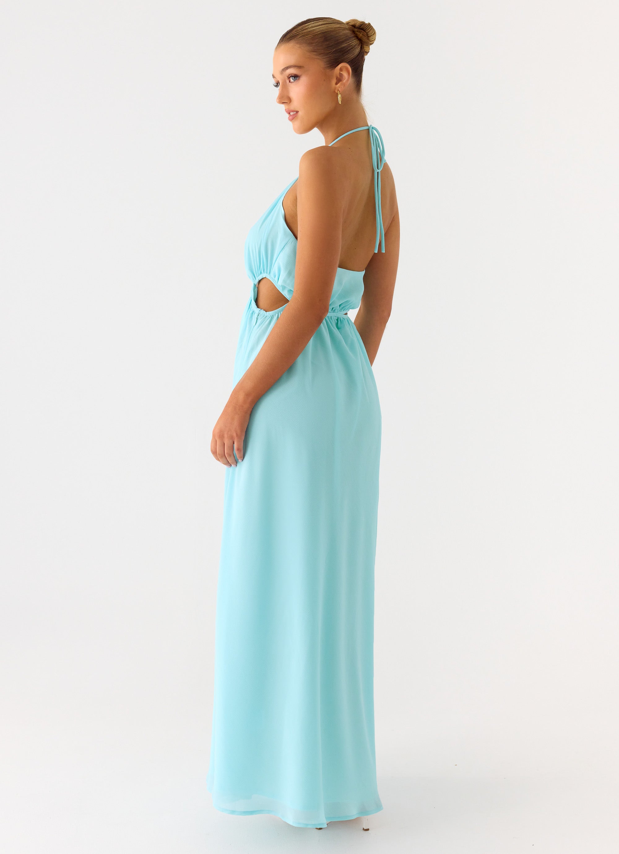 Ardenzelle Chiffon Halter Neck Maxi Dress - Turquoise