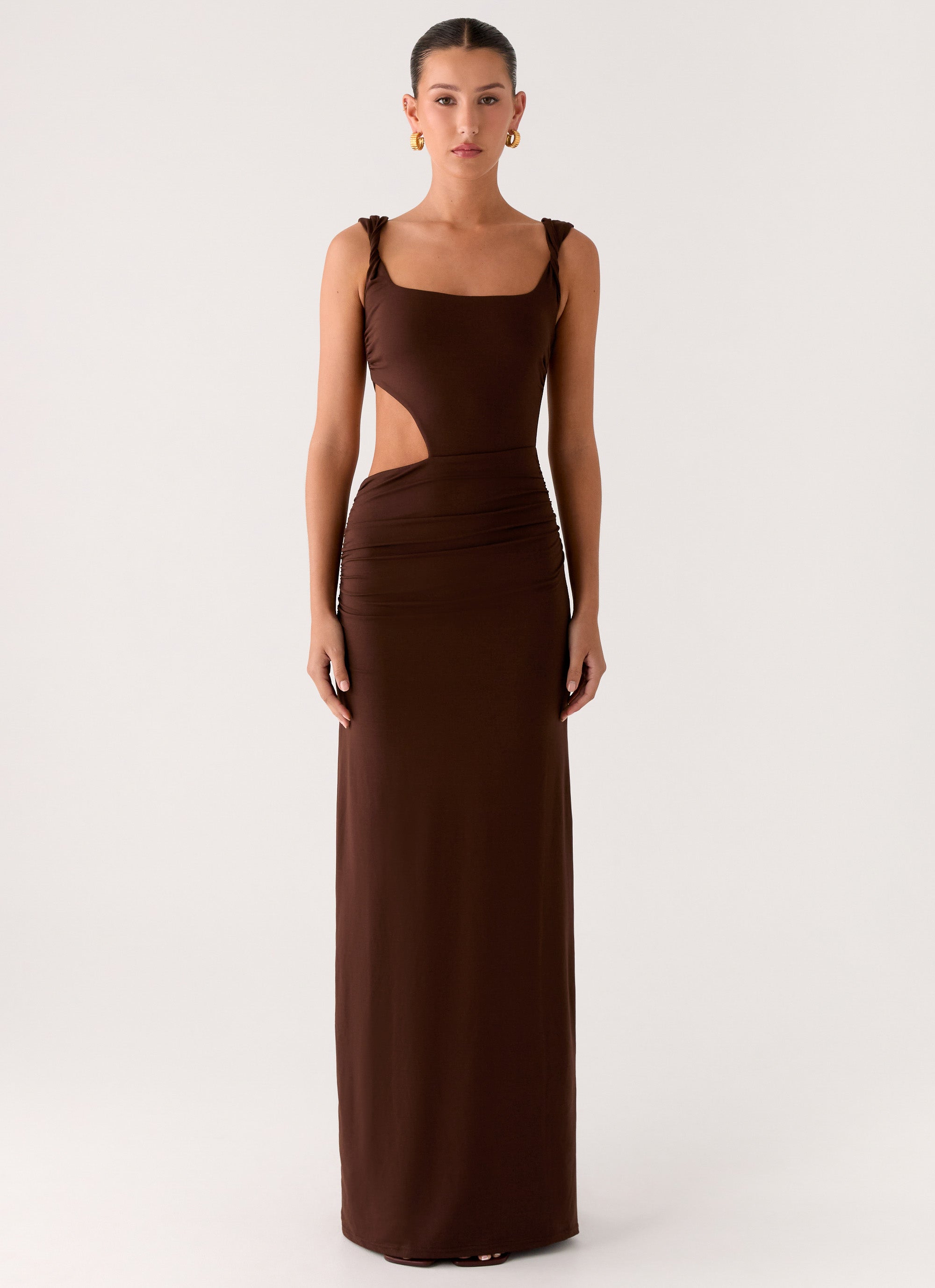 Balvin Cut Out Maxi Dress - Cool Chocolate