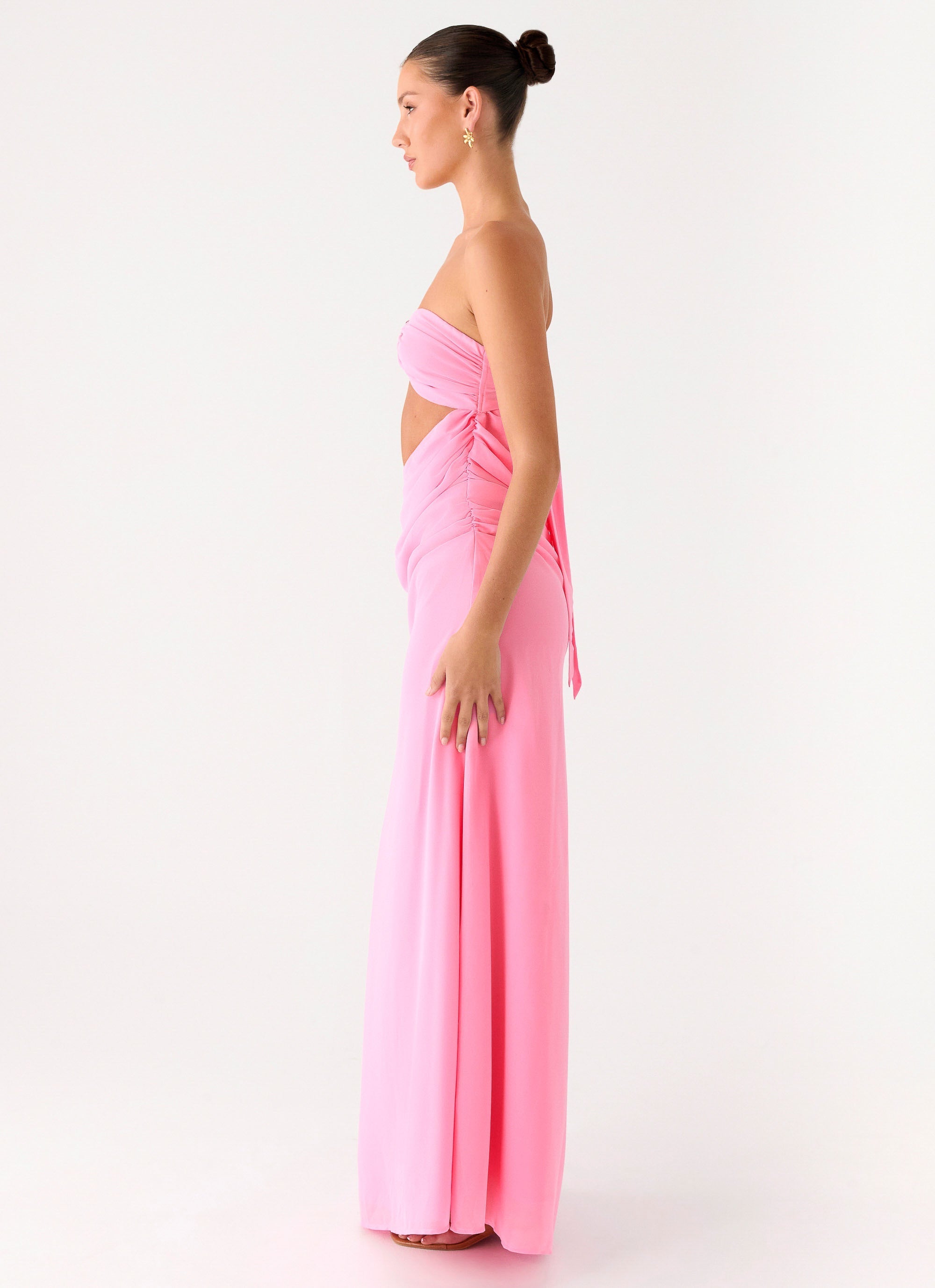Falling Forever Strapless Beaded Maxi Dress - Pink