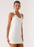 Gloves Up Halter Mini Dress - White