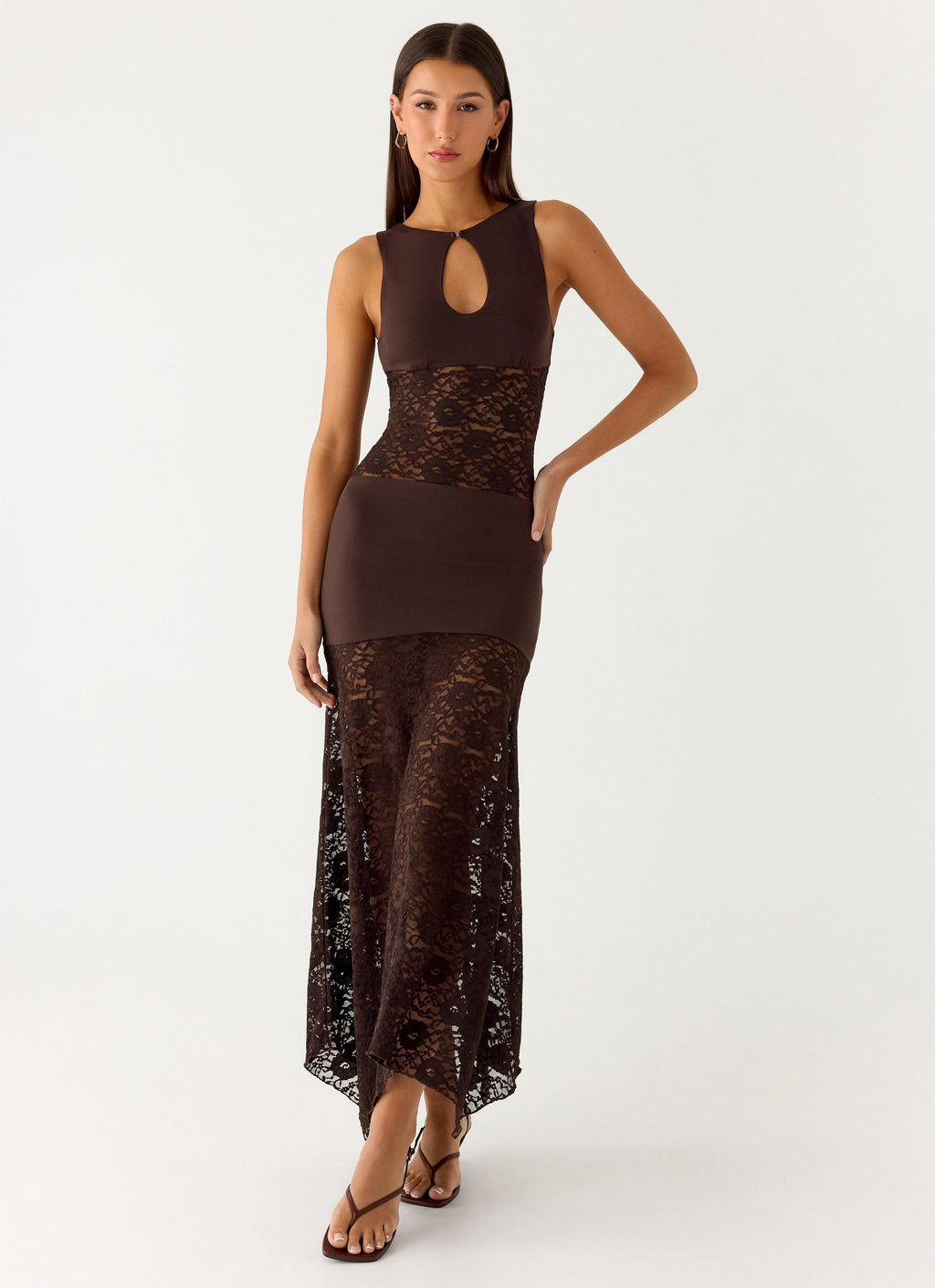 Koka Lace Maxi Dress - Cool Chocolate
