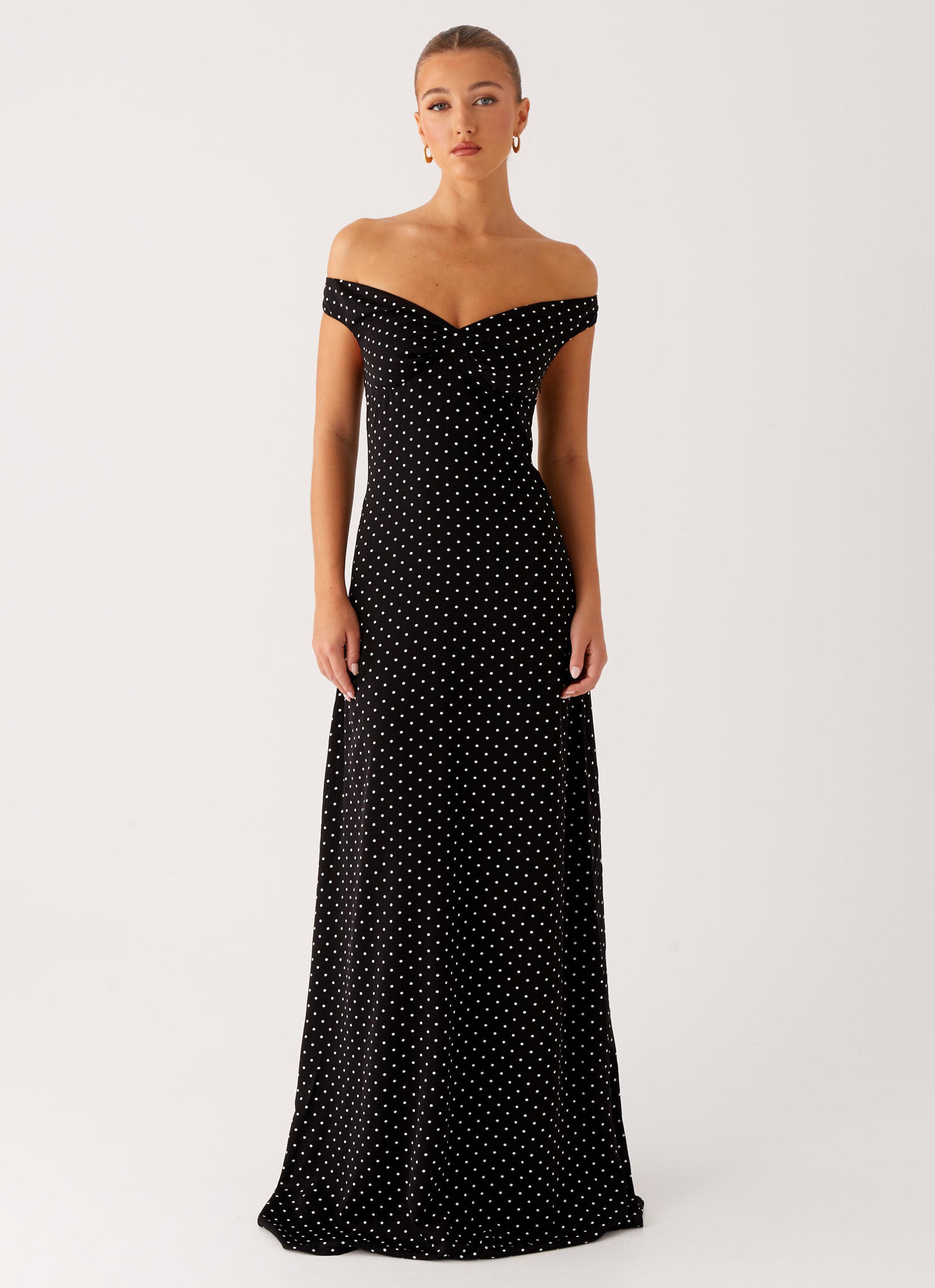Melany Maxi Dress - Black Polka Dot