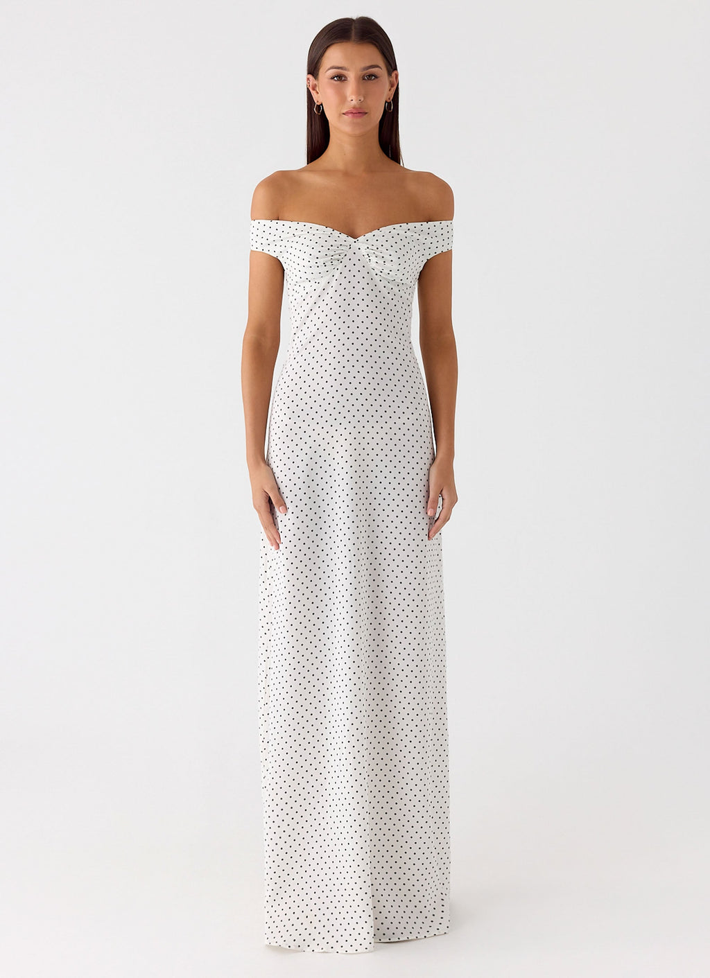Melany Maxi Dress - White Polkadot