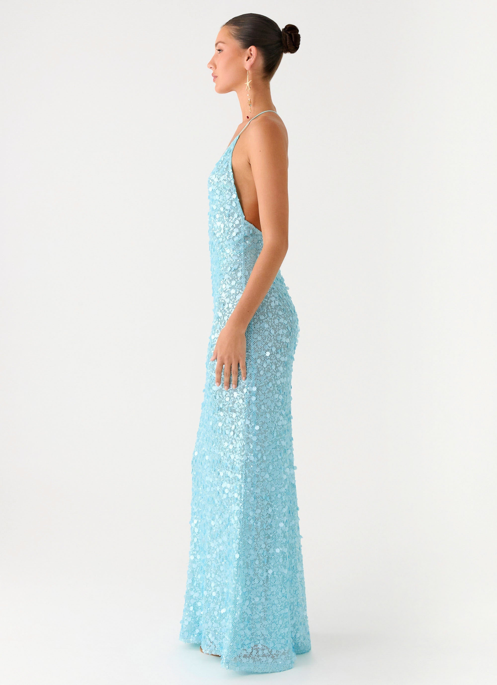 Ocean Views Sequin Maxi Dress - Blue