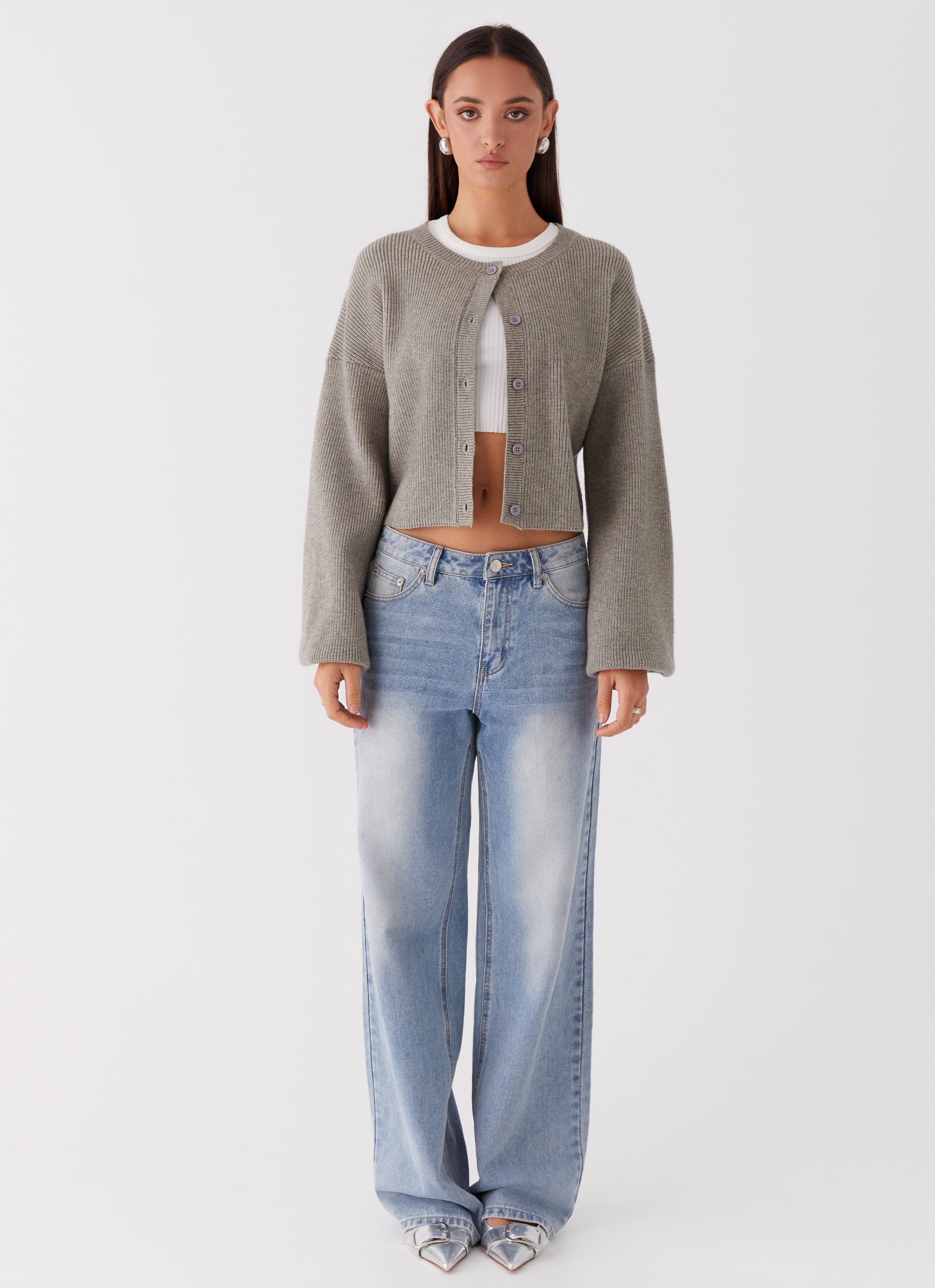 Daphne Knit Cardigan - Light Grey