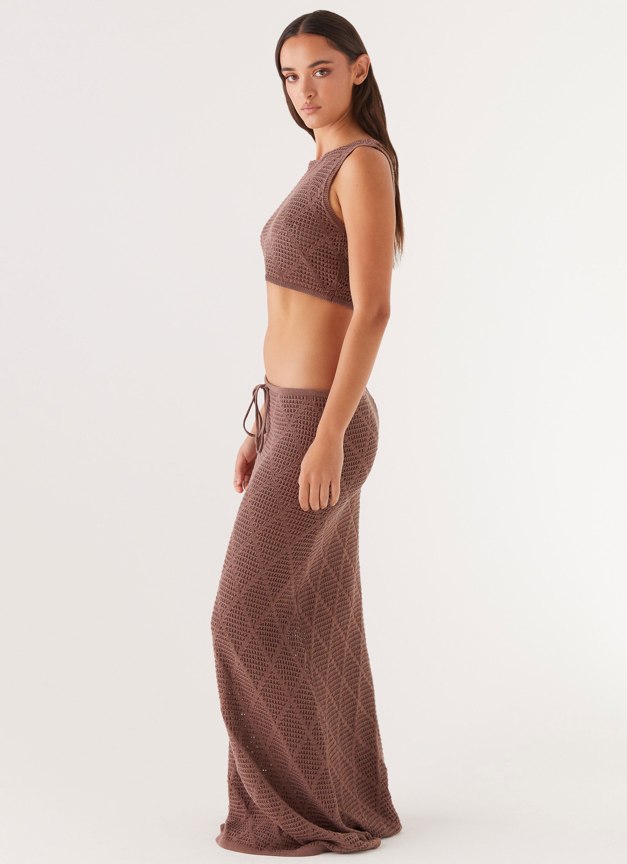 Santonio Crochet Maxi Skirt - Chocolate