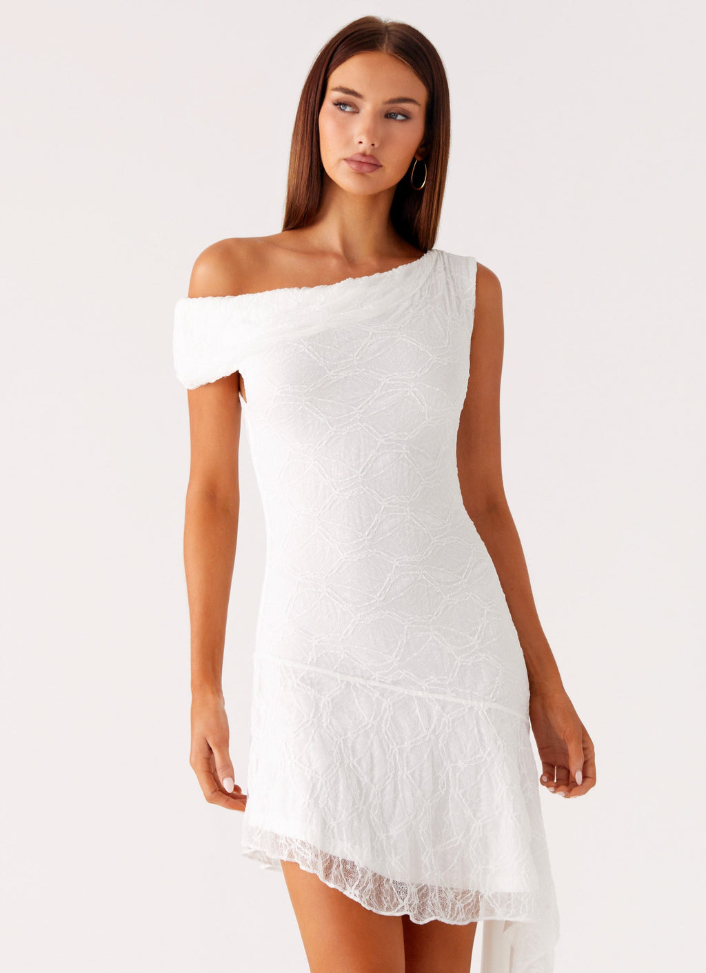 Rylee One Shoulder Midi Dress - White