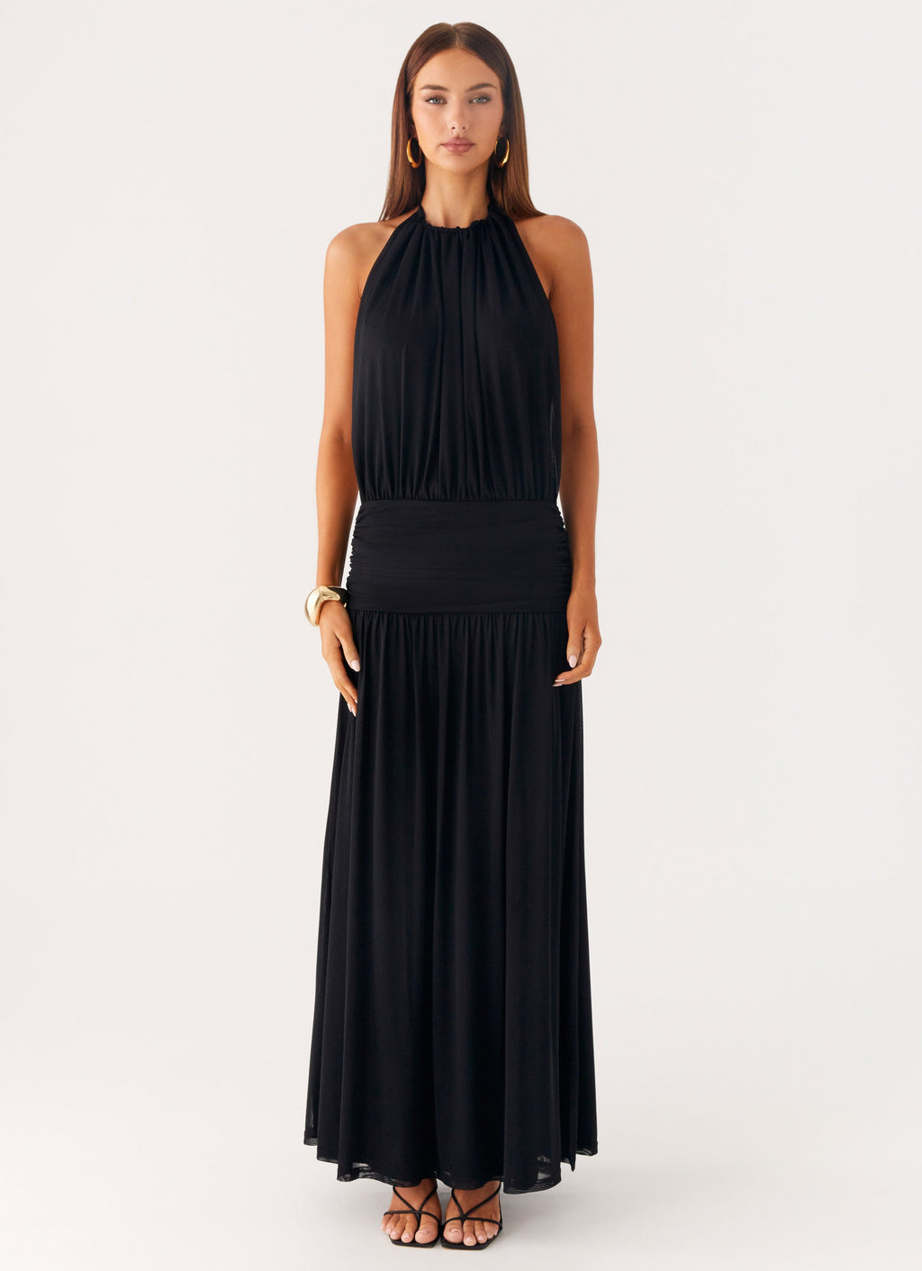 Solena Halter Neck Maxi Dress - Black