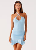 Spears Halter Mesh Mini Dress - Blue