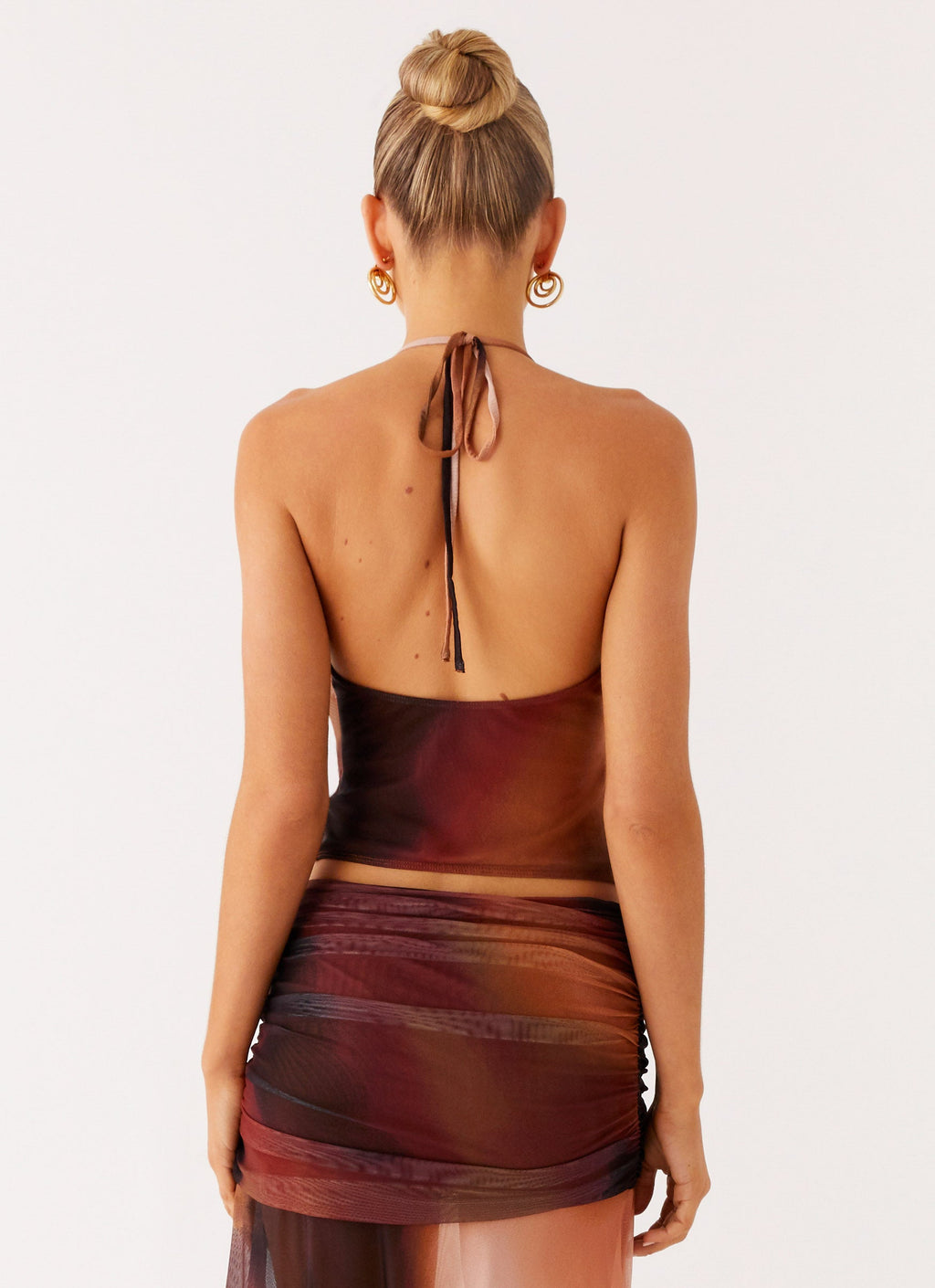 Stargazer Mesh Cowl Top - Black Gradient