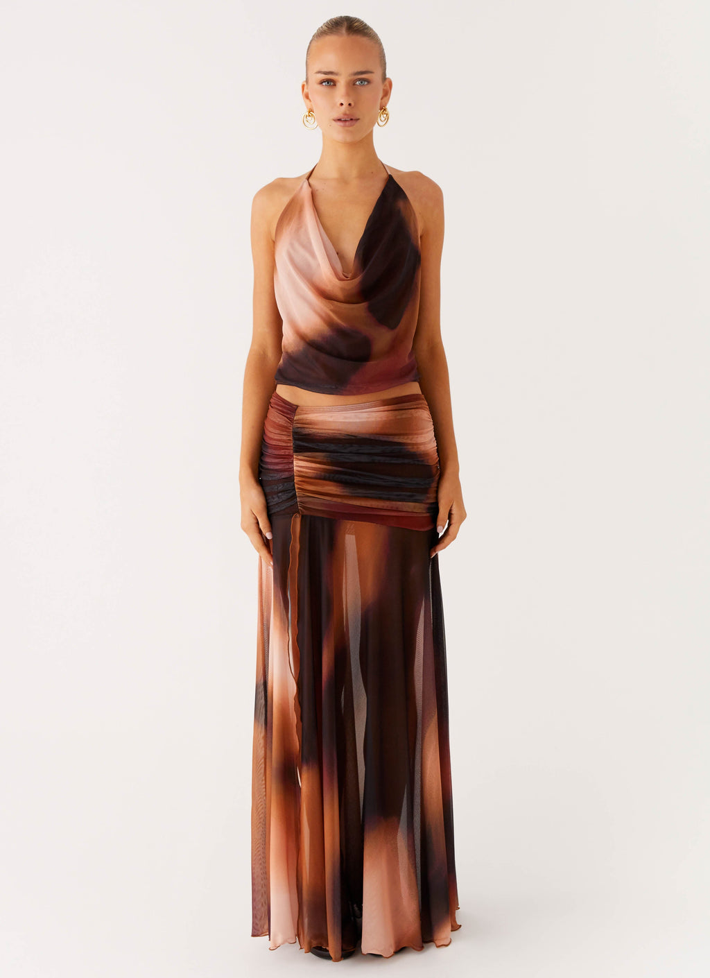 Stargazer Mesh Maxi Skirt - Black Gradient