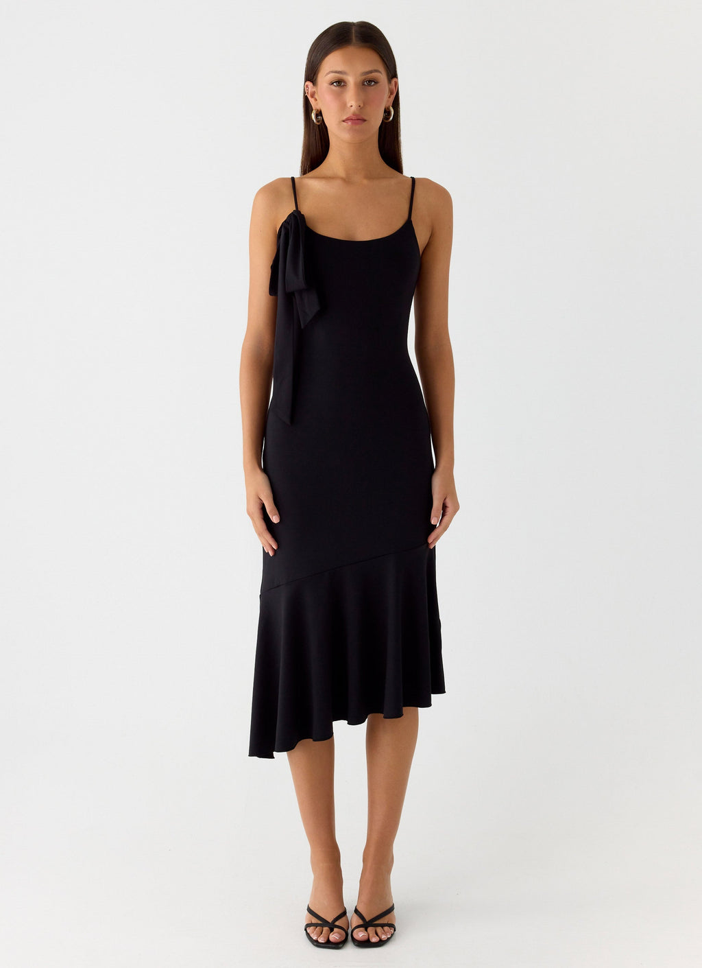 Tranquility Asymmetric Midi Dress - Black