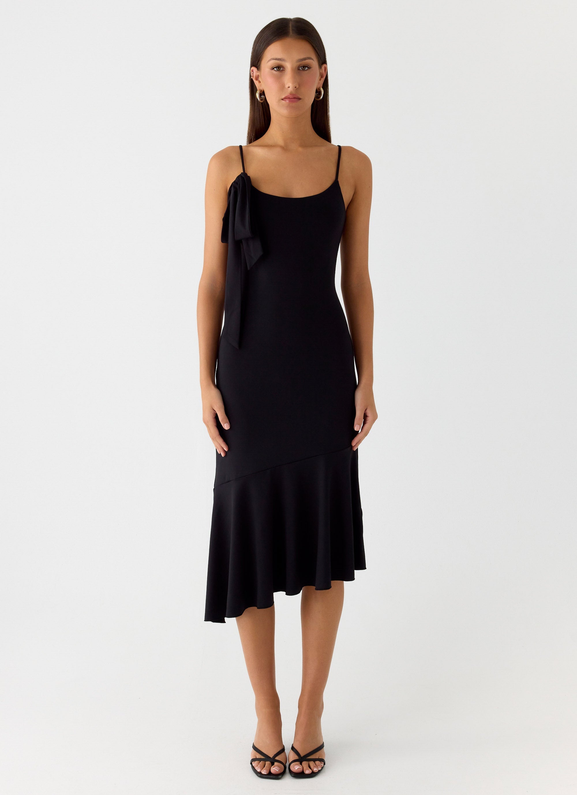 Tranquility Asymmetric Midi Dress - Black