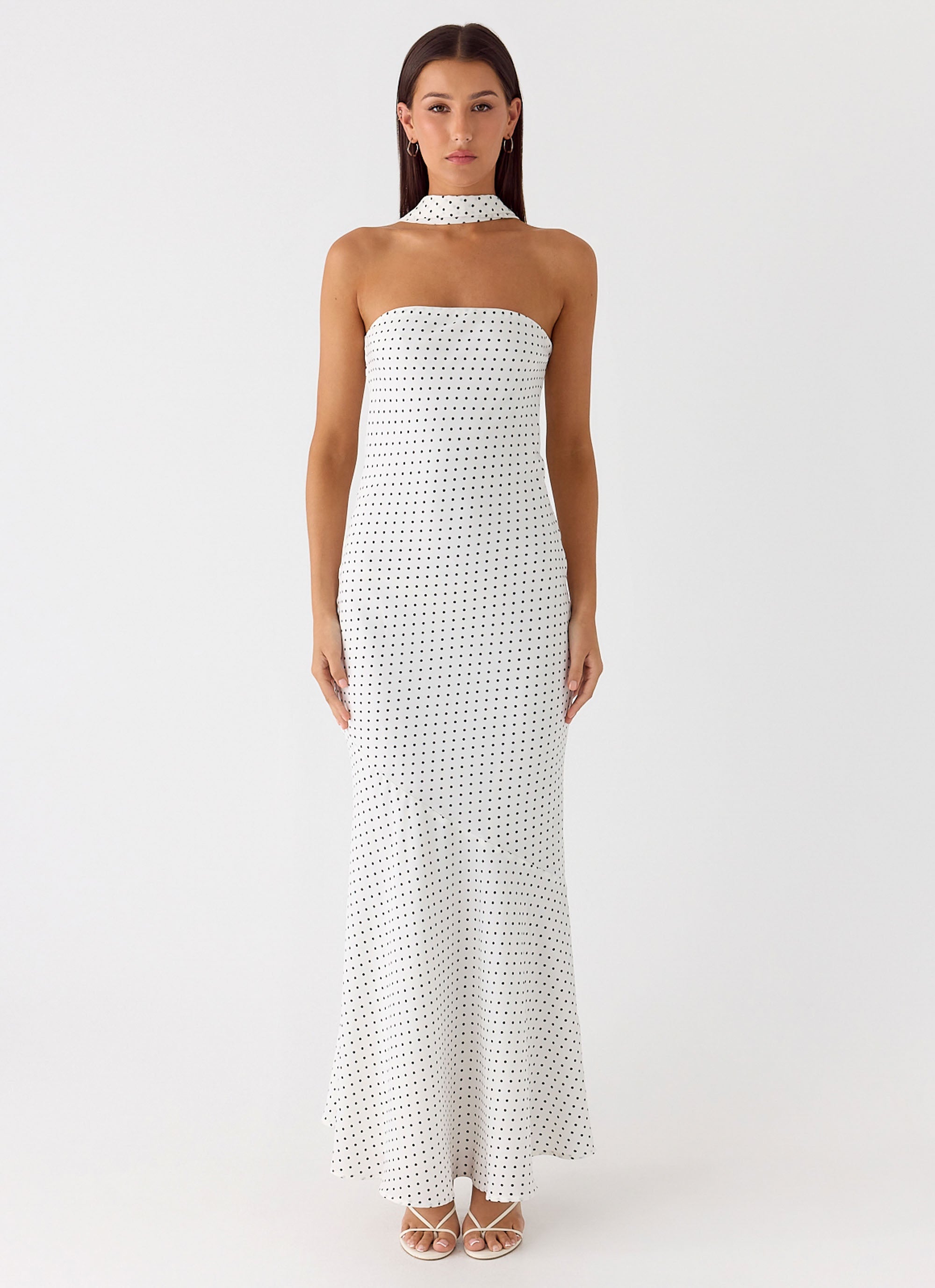 Under The Pagoda Maxi Dress - White Polkadot