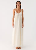 Whisperlight Chiffon Scooped Neck Maxi Dress - White